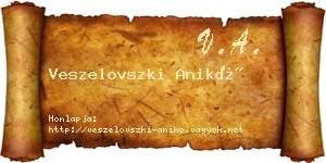 Veszelovszki Anikó névjegykártya